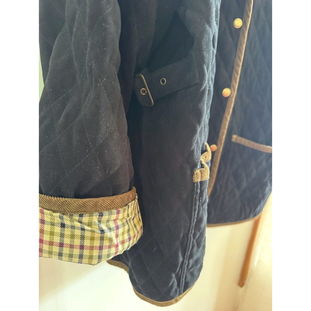 Vintage Orvis Quilted Barn Jacket Plaid Lined Black XL Corduroy Trim Chore Coat - Picture 2 of 8
